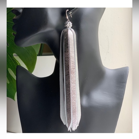 Journey Leather Tassel Earrings - Silver - Picture 5 of 7